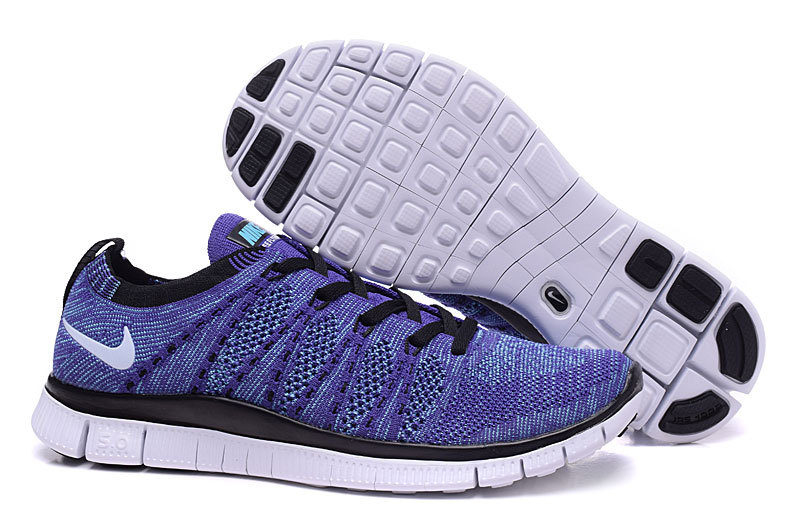 Nike Free 5.0 Flyknit Purple Black Shoes - Click Image to Close