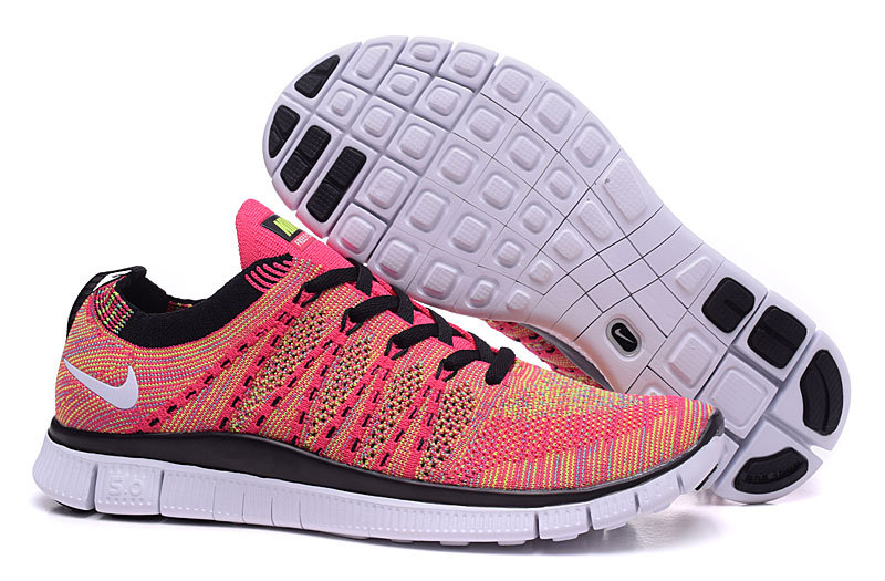 Nike Free 5.0 Flyknit Red Black Women Shoes - Click Image to Close