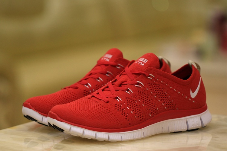 Nike Free 5.0 Flyknit Red White Women Shoes - Click Image to Close