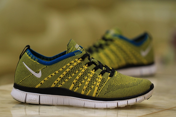 Nike Free 5.0 Flyknit Yellow Black Shoes - Click Image to Close