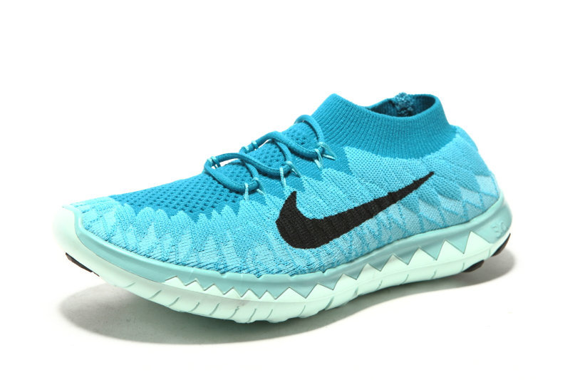 Nike Free Run 3.0 Flyknit Baby Blue White Running Shoes - Click Image to Close