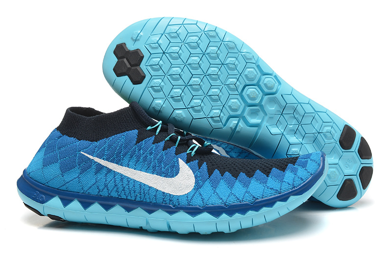 Nike Free Run 3.0 Flyknit Blue Black Running Shoes - Click Image to Close
