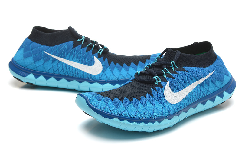 Nike Free Run 3.0 Flyknit Blue Black Running Shoes - Click Image to Close
