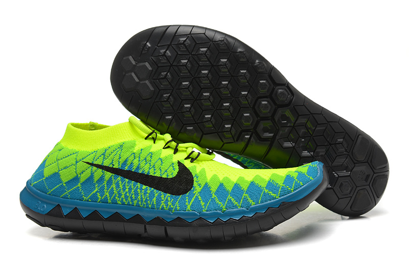 Nike Free Run 3.0 Flyknit Green Blue Black Running Shoes