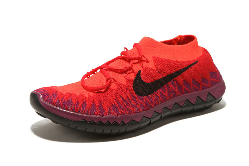 Nike Free Run 3.0 Flyknit Orange Red Black Running Shoes - Click Image to Close