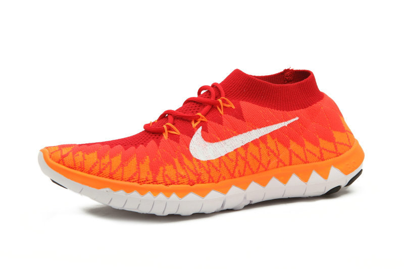 Nike Free Run 3.0 Flyknit Red Orange White Running Shoes - Click Image to Close