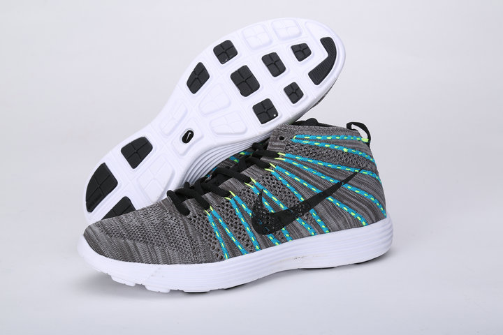 Nike Free Flyknit Grey High Black Blue Shoes - Click Image to Close