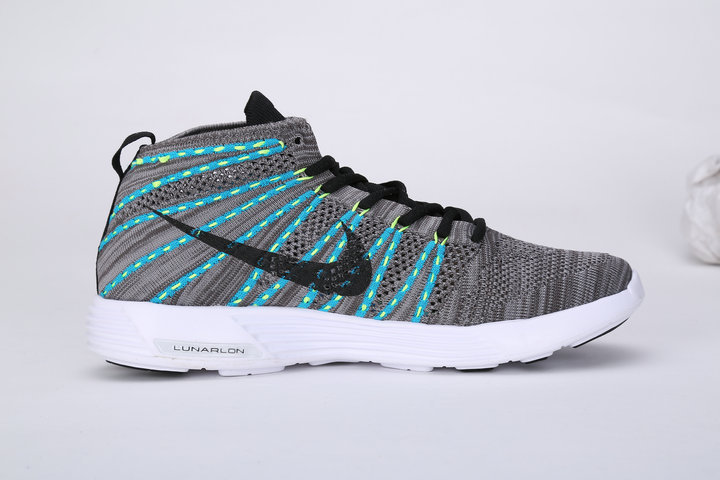 Nike Free Flyknit Grey High Black Blue Shoes - Click Image to Close