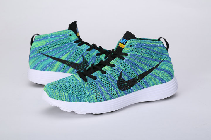 Nike Free Flyknit High Baby Blue Black White Shoes - Click Image to Close