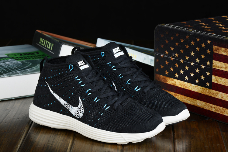 Nike Free Flyknit High Black Blue White Shoes