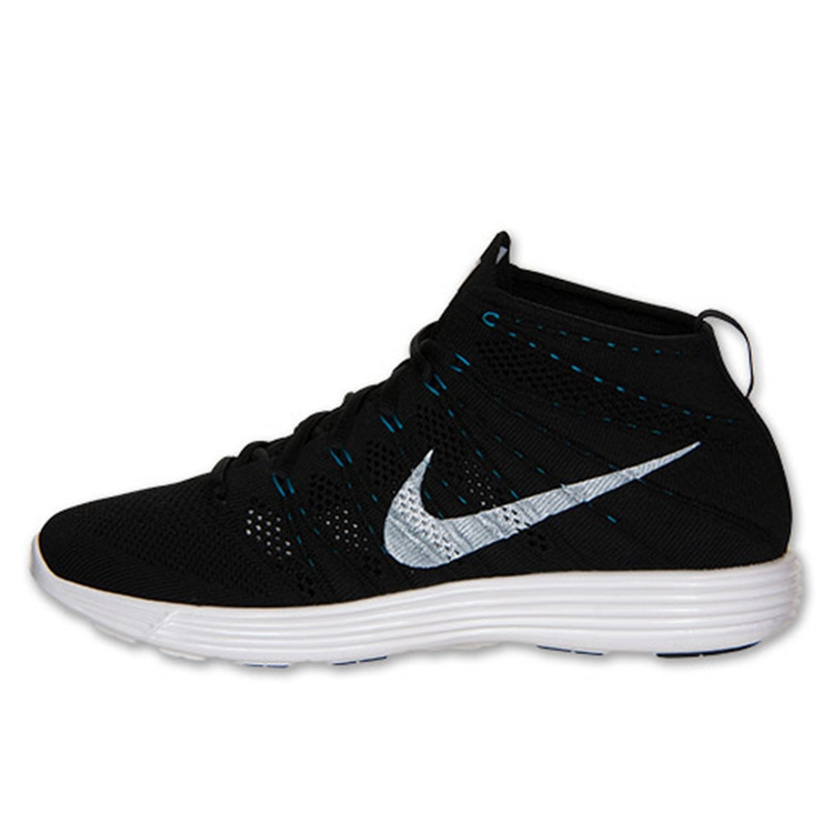 Nike Free Flyknit High Black Blue White Shoes - Click Image to Close