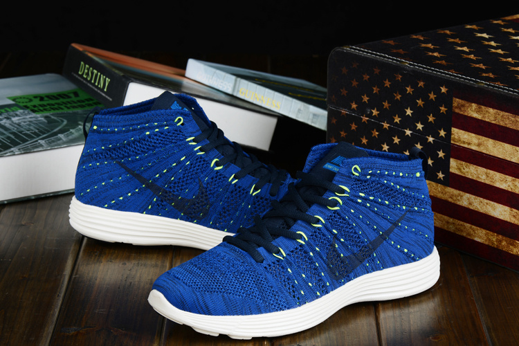 Nike Free Flyknit High Blue Black Shoes - Click Image to Close