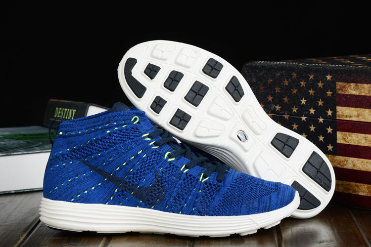Nike Free Flyknit High Blue Black Shoes - Click Image to Close