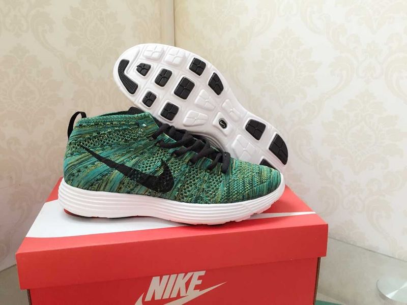 Nike Free Flyknit High Green Black White Shoes