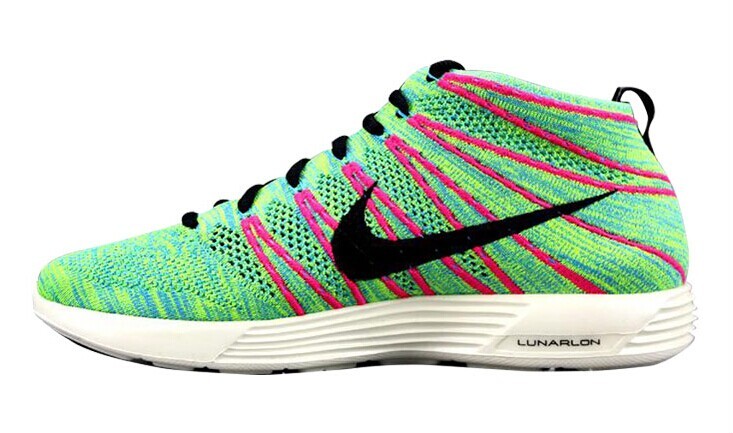 Nike Free Flyknit High Green Red Black Women Shoes - Click Image to Close