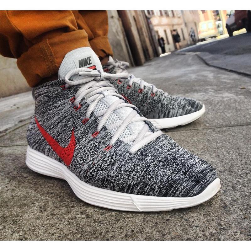 Nike Free Flyknit High Grey Red Women Shoes