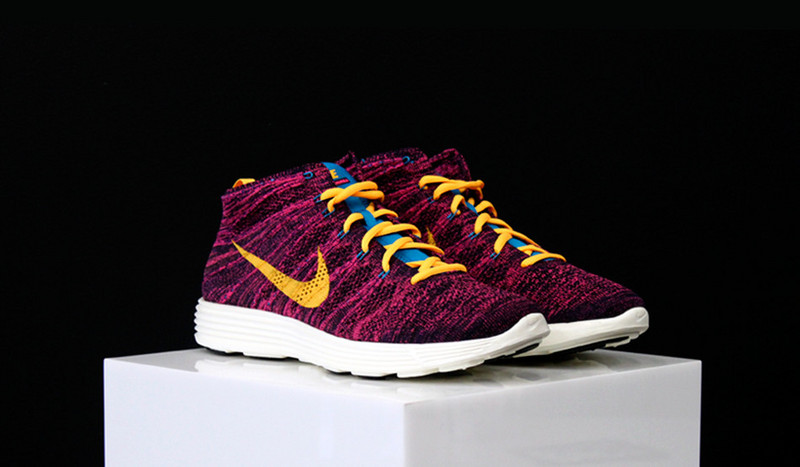 Nike Free Flyknit High Purple Yellow White Shoes