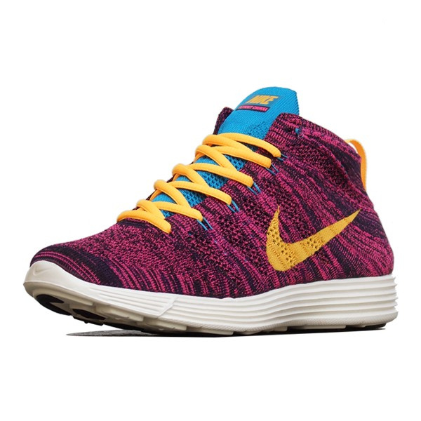 Nike Free Flyknit High Purple Yellow White Shoes - Click Image to Close