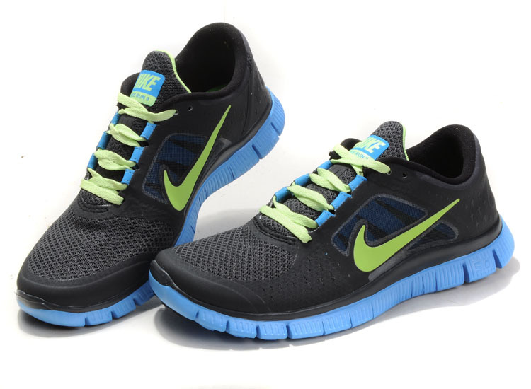 Nike Free Run+ 3 Black Yellow Blue Running Shoes - Click Image to Close