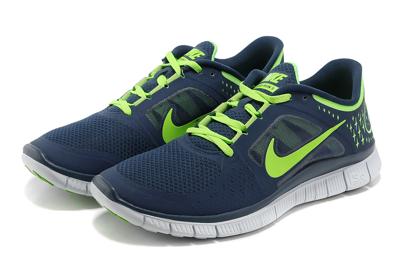 Nike Free Run+ 3 Blue Green White Running Shoes - Click Image to Close