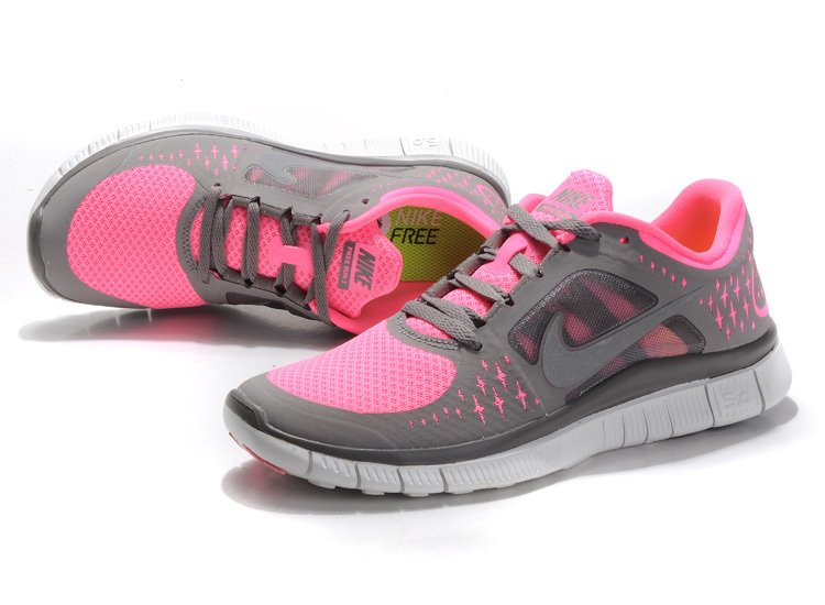 Women Free Run+ 3 Grey Pink Shoes - Click Image to Close