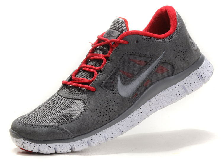 Nike Free Run+ 3 Grey Red White Running Shoes - Click Image to Close