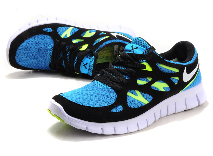 Nike Free 2.0 Running Shoes Black Blue White - Click Image to Close