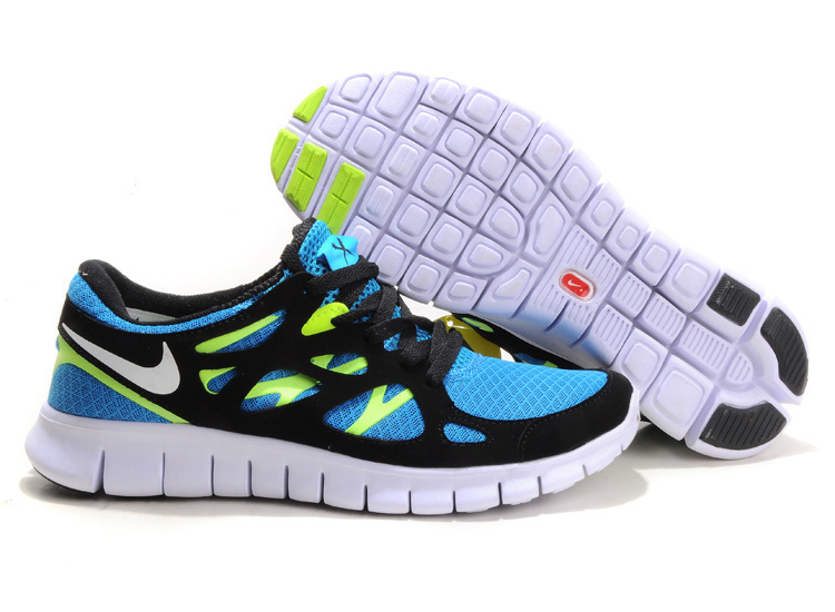 Nike Free 2.0 Running Shoes Black Blue White - Click Image to Close