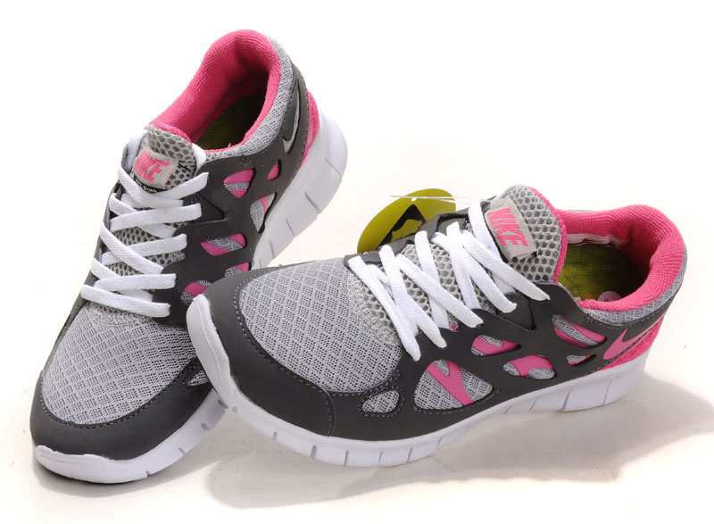 Nike Free 2.0 Running Shoes Black Grey Pink White