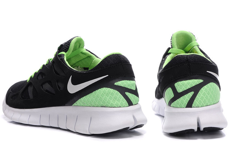 Nike Free 2.0 Running Shoes Black White Green