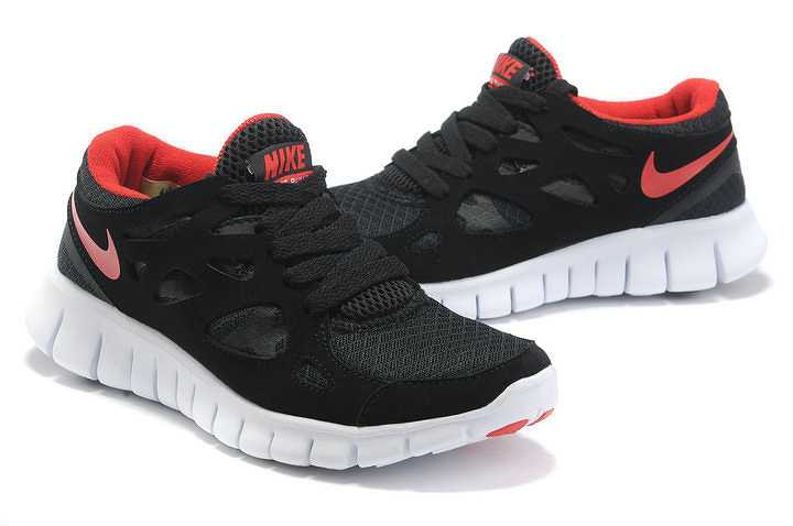 Nike Free 2.0 Running Shoes Black White Red