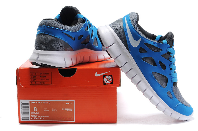 Nike Free 2.0 Running Shoes Blue Grey White - Click Image to Close