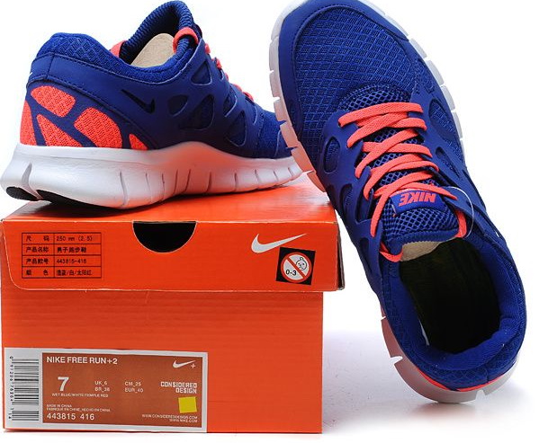 Nike Free 2.0 Running Shoes Blue Orange White