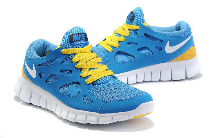 Nike Free 2.0 Running Shoes Blue Yellow White