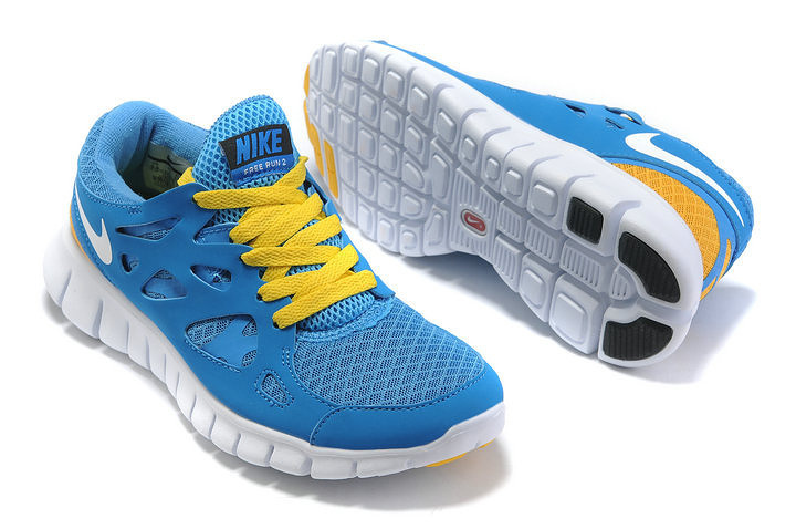 Nike Free 2.0 Running Shoes Blue Yellow White