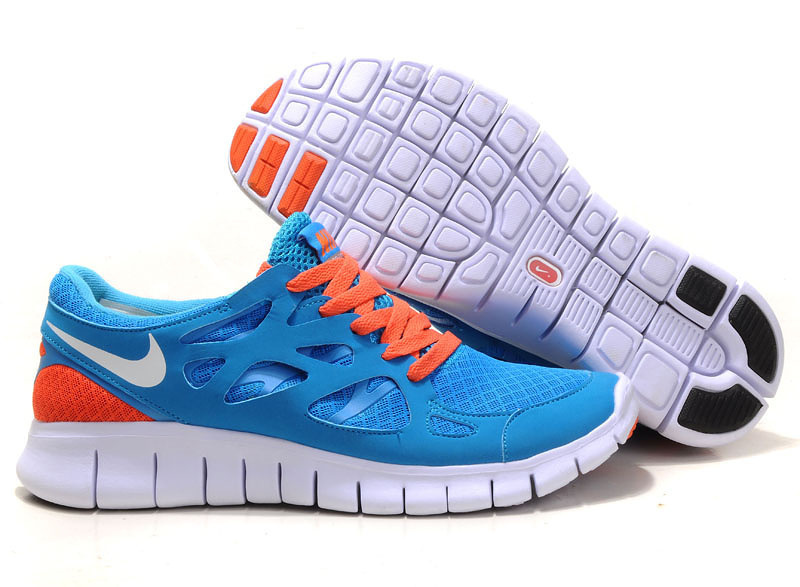 Nike Free 2.0 Running Shoes Dark Blue Orange White