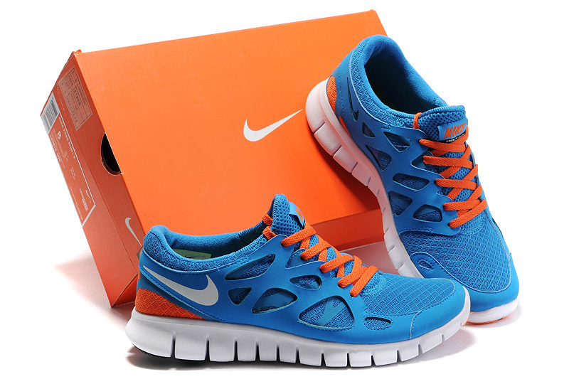 Nike Free 2.0 Running Shoes Dark Blue Orange White