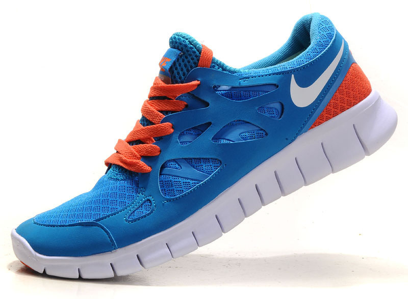 Nike Free 2.0 Running Shoes Dark Blue Orange White