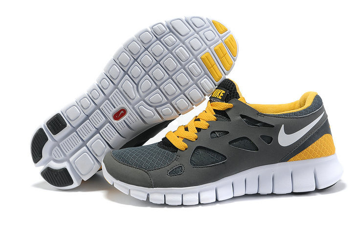 Nike Free 2.0 Running Shoes Grey Black Yellow White - Click Image to Close