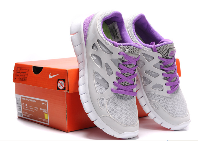 Nike Free 2.0 Running Shoes Grey White Purple