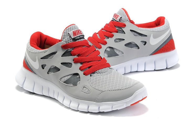 Nike Free 2.0 Running Shoes Grey White Red - Click Image to Close