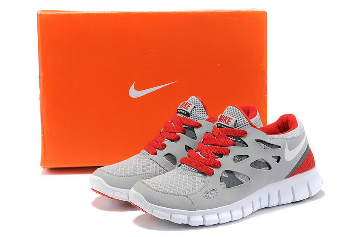 Nike Free 2.0 Running Shoes Grey White Red - Click Image to Close