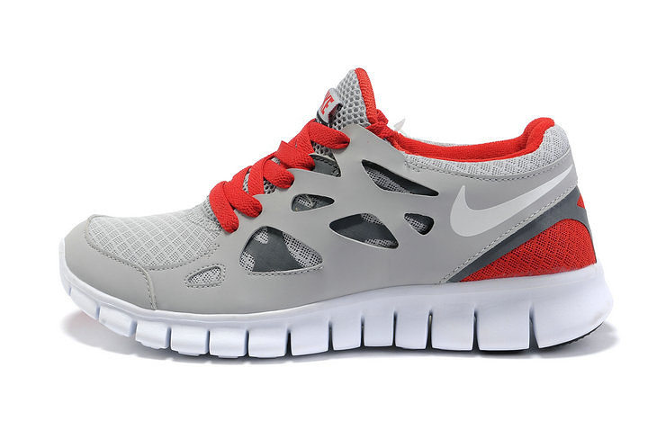 Nike Free 2.0 Running Shoes Grey White Red - Click Image to Close