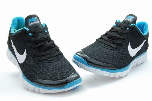 Nike Free 3.0 V2 Mesh Black Blue White Running Shoes