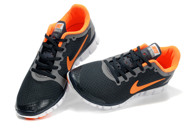 Nike Free 3.0 V2 Mesh Black Grey Orange Running Shoes