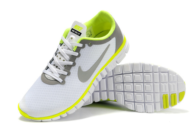 Nike Free 3.0 V2 Mesh White Grey Green Running Shoes