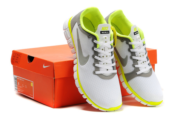 Nike Free 3.0 V2 Mesh White Grey Green Running Shoes