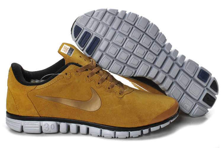 Nike Free 3.0 V2 Suede Yellow Brown Black White Running Shoes