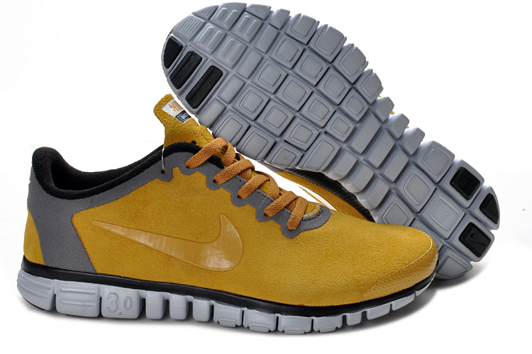 Nike Free 3.0 V2 Suede Yellow Grey Running Shoes - Click Image to Close