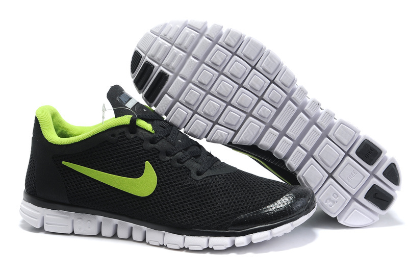 Nike Free Run 3.0 Mesh Black Green White Running Shoes - Click Image to Close
